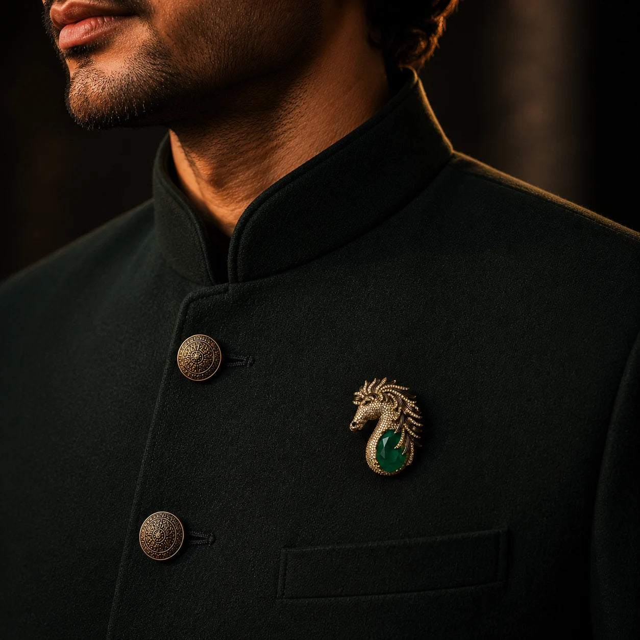 अश्व / Ashva – Verdant Crest Brooch