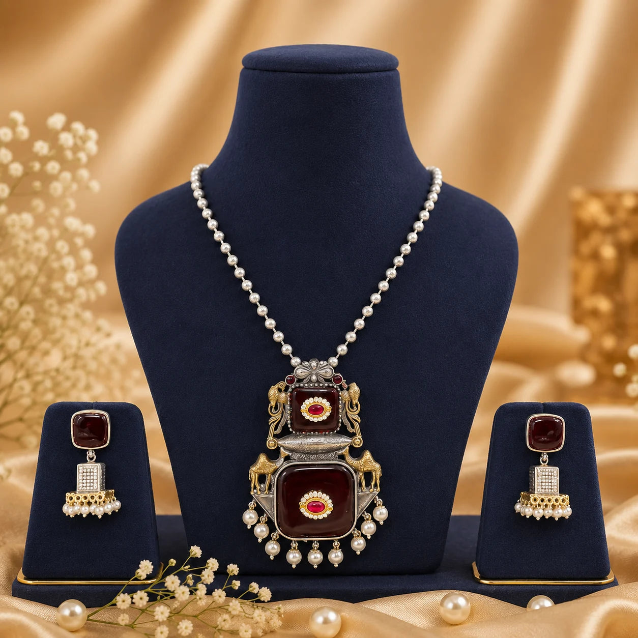 Raktika Oxidised Tribal Pendant Set