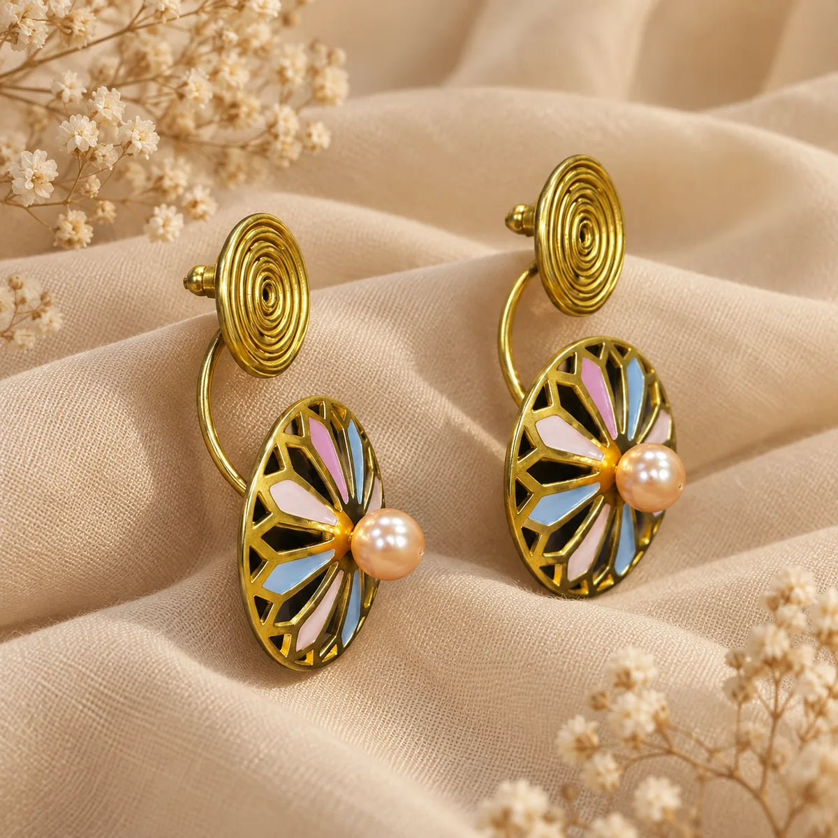 Chakri Round Medallion Earrings