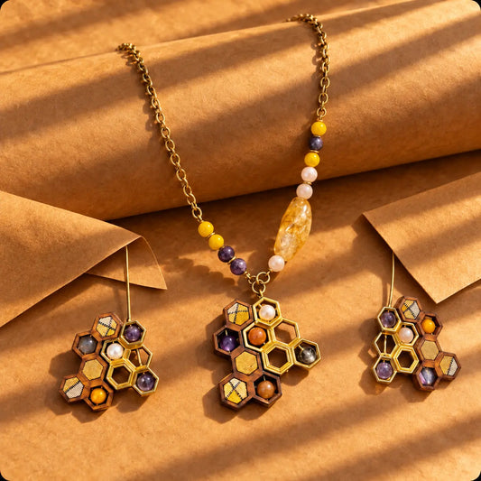 Chhatta Honeycomb Necklace & Earring Set