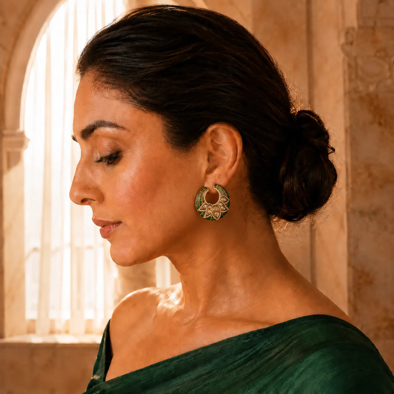 Ira - Kundan Hoop Earrings