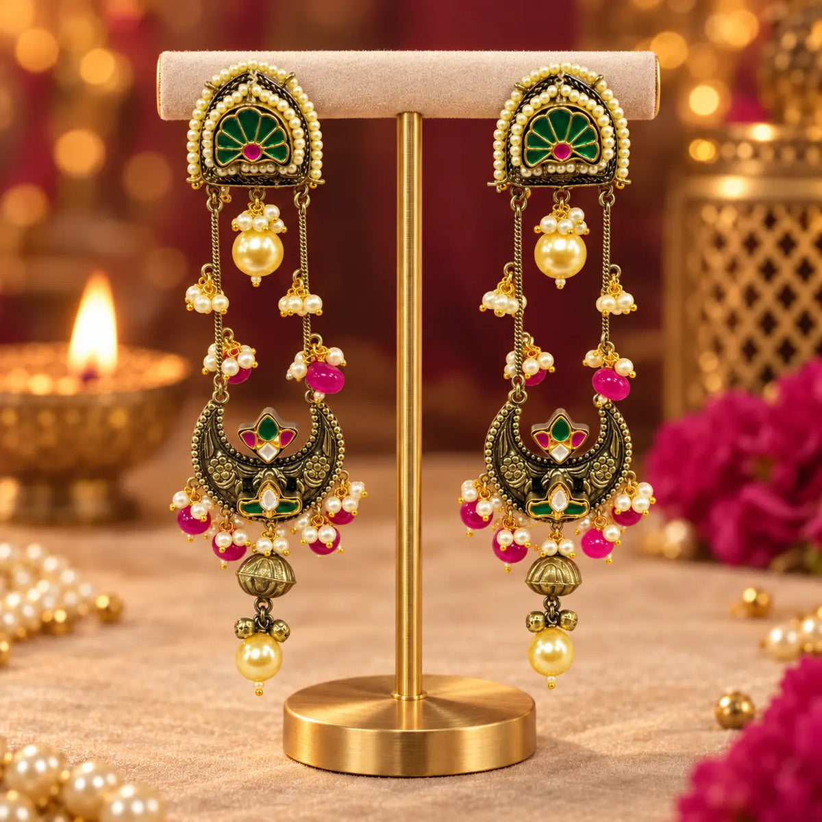 Ankkshi Free flowing Kashmiri Chandrakali Drop Earrings