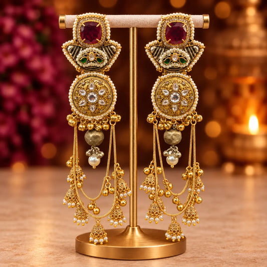 Kashmiri style kundan earrings by Ankkshi