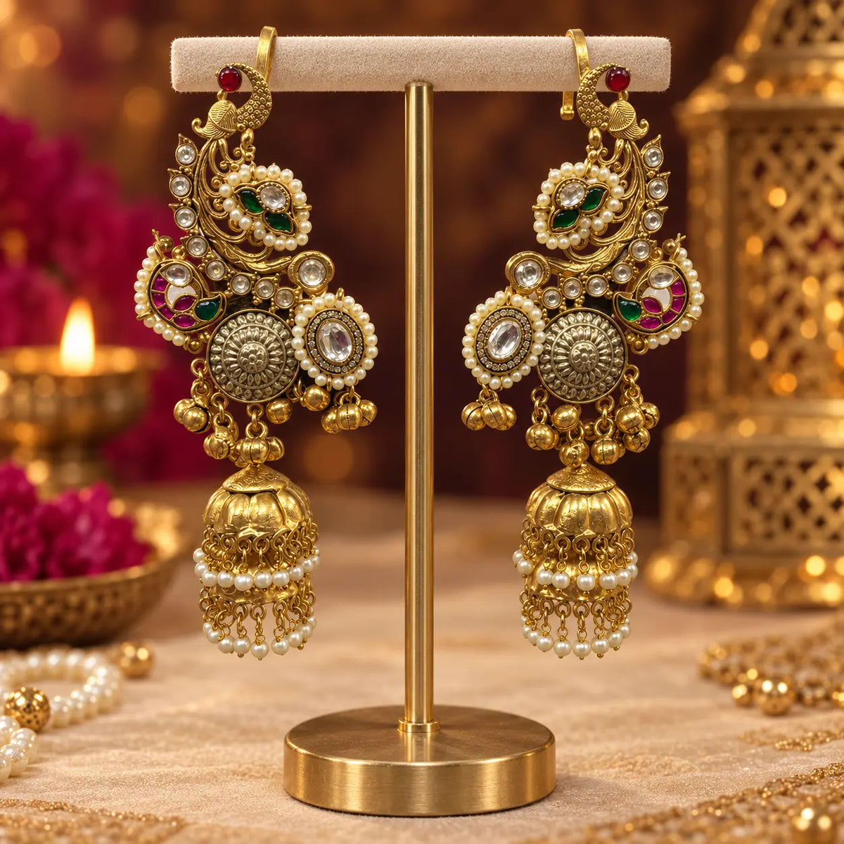 Ankkshi Exquisite Peacock Kashmiri Earrings 