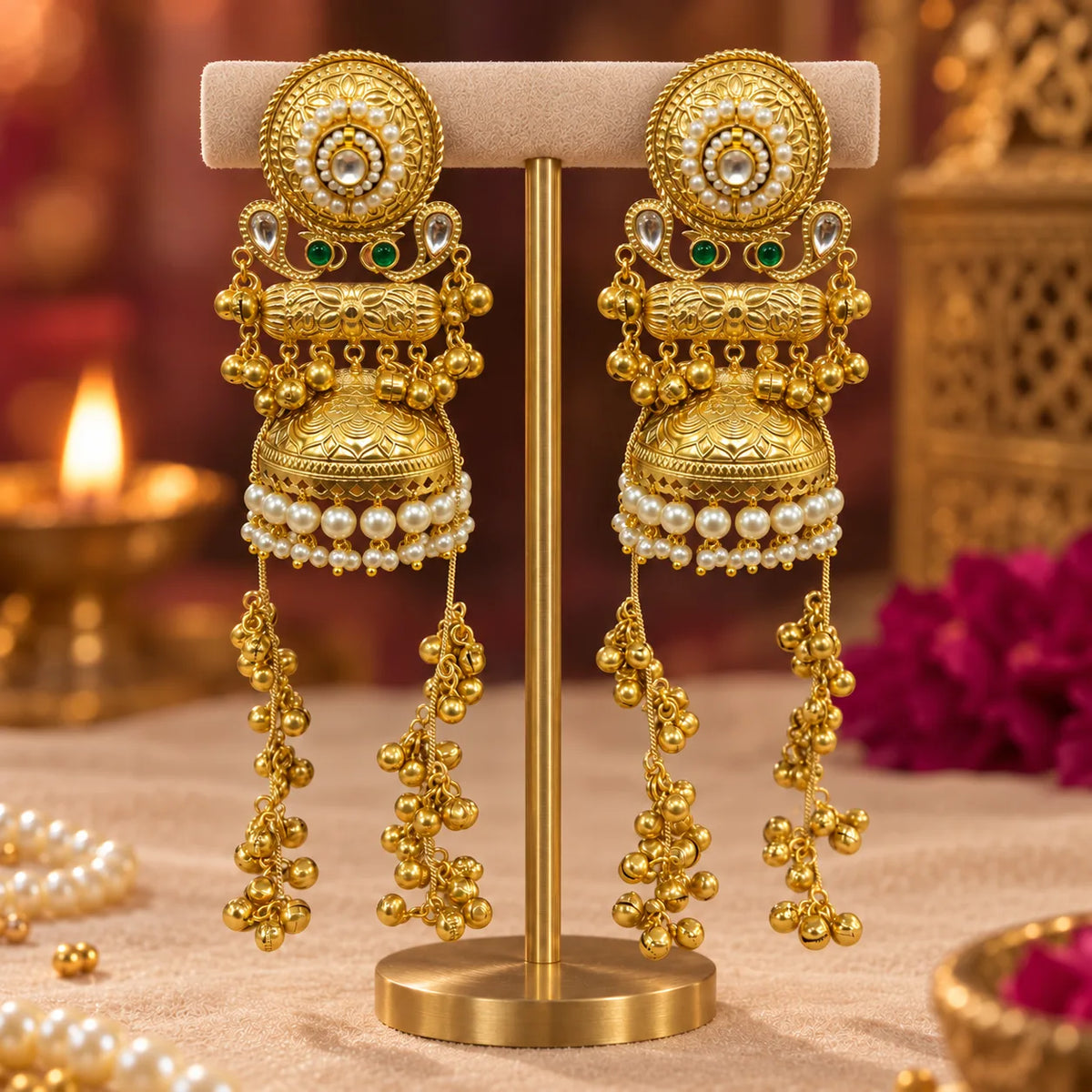 Kashmiri Mahal Dome Jhumka Earrings