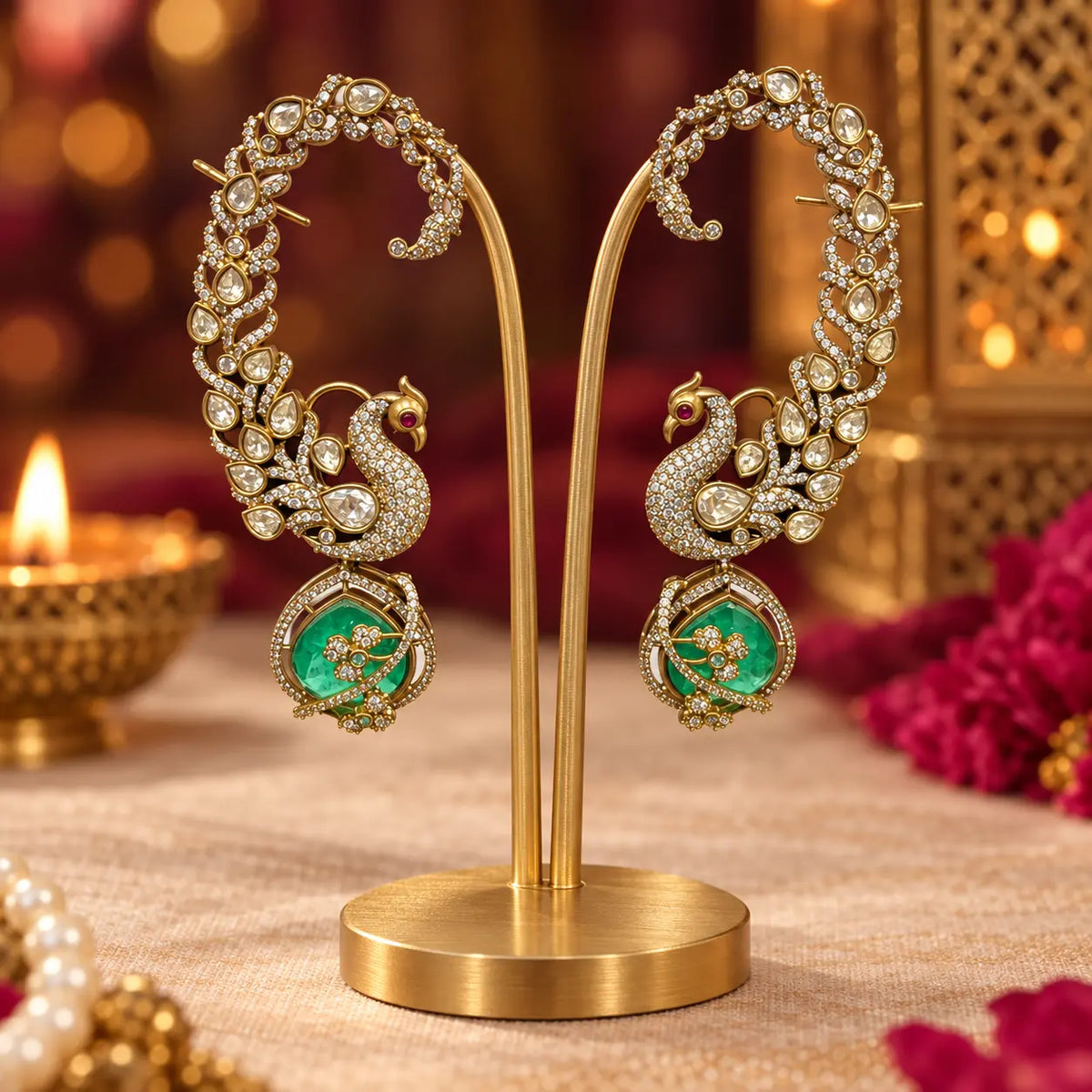 Kashmiri Mor Kundali Ear Cuffs