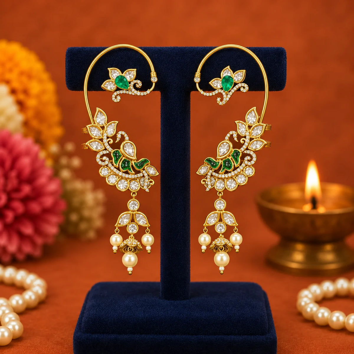 Kashmiri Morvina Enamel Ear Cuff