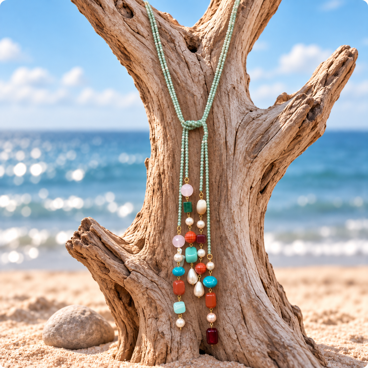 Rangeen Beaded Lariat Necklace