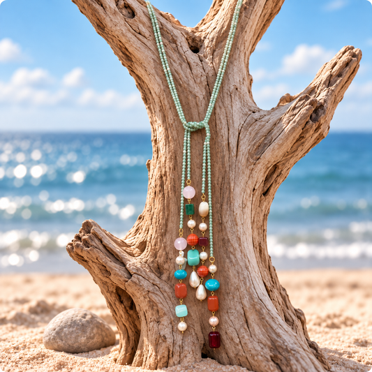 Rangeen Beaded Lariat Necklace