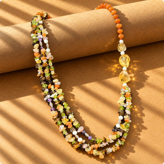 Rangoli Natural Gemstone Chip Necklace