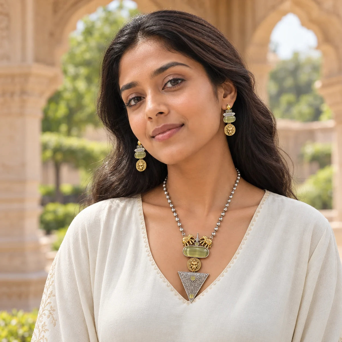 Simhika Oxidised Heritage Necklace Set