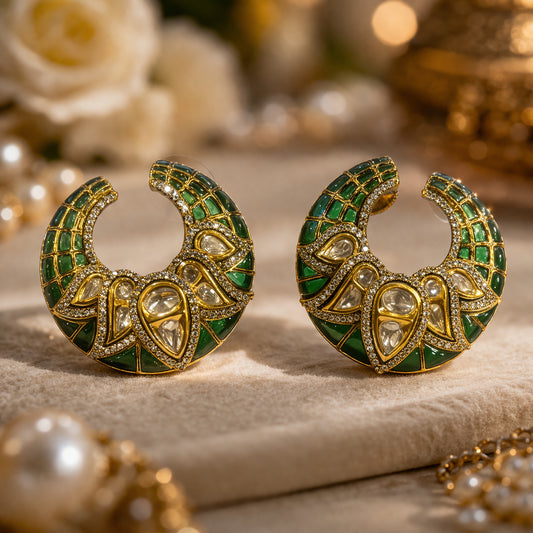 Ira - Kundan Hoop Earrings