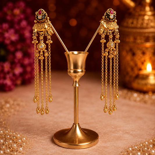 Kashmiri Shalimar Ruby Chain Earrings